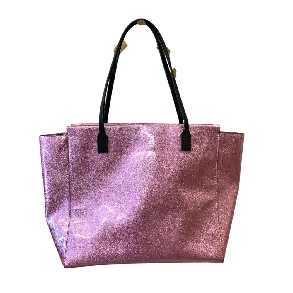 Kate Spade Mavis Street Taden Large Tote Bag Pink Glitter Finish Zip Closure - Picture 2 of 9